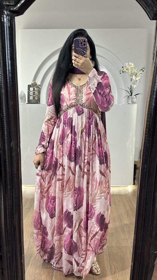 Pink & Purple floral Alia cut